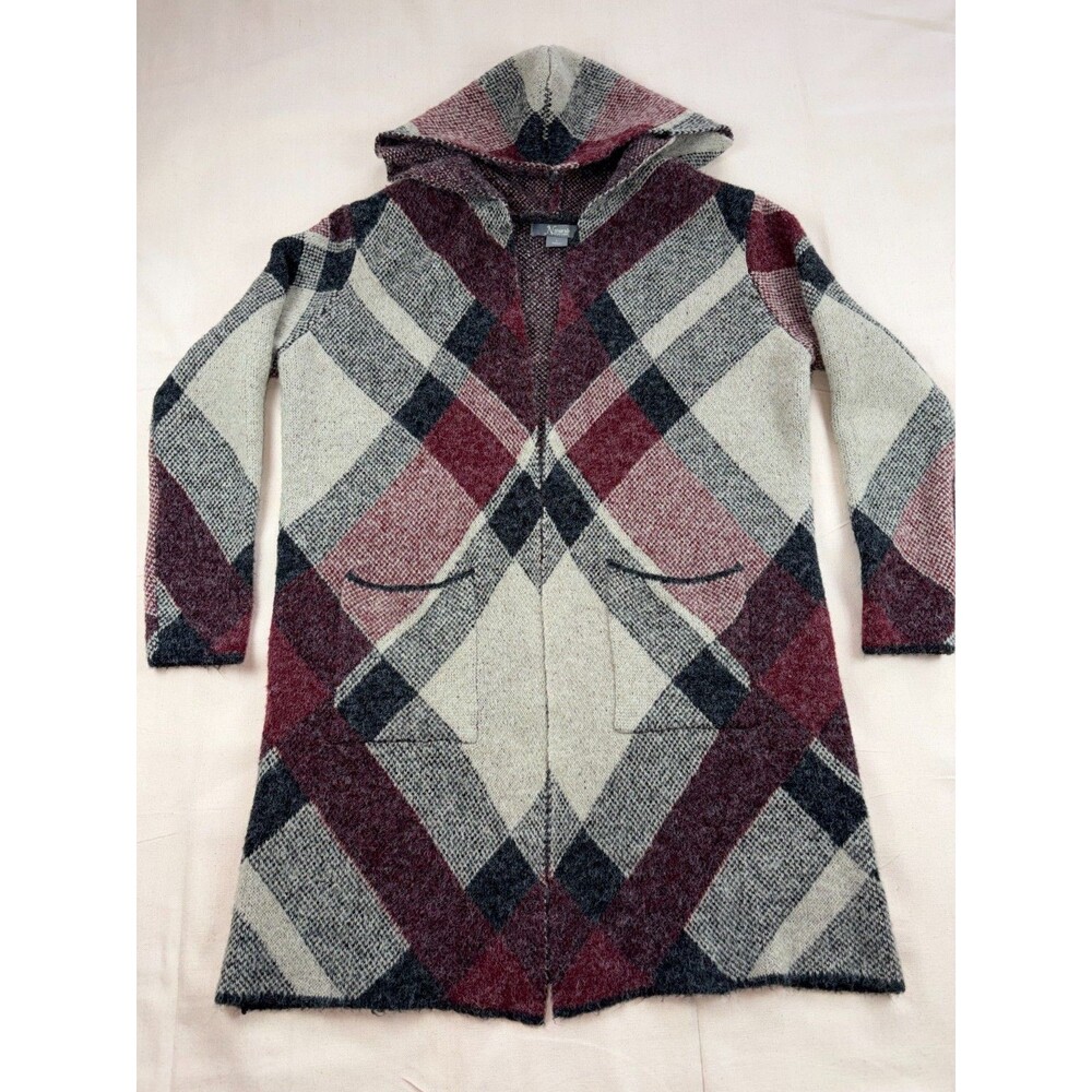 Natural Reflections Red Black Plaid Womens Cardigan Coatigan Sweater Size Large